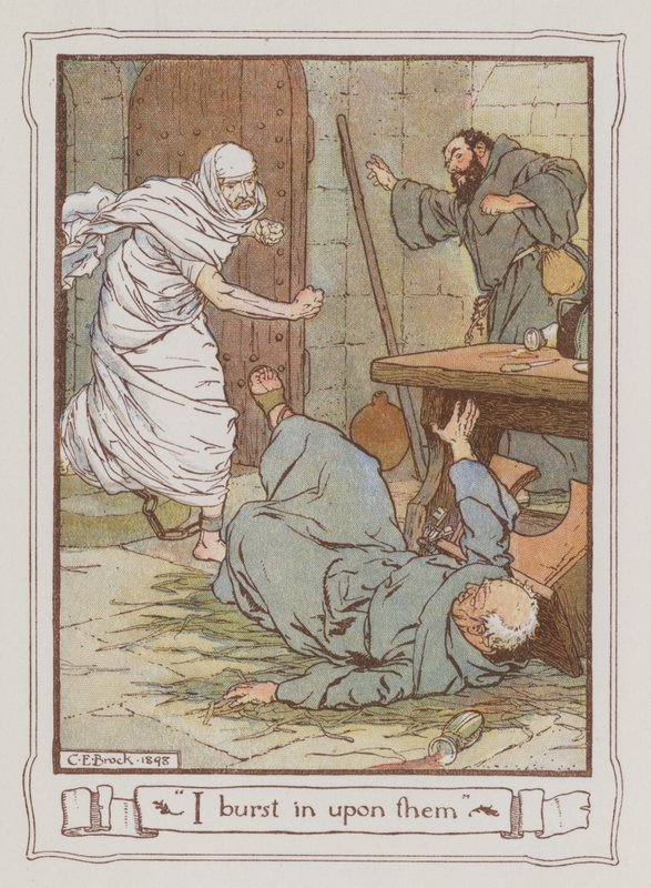Ilustração para Ivanhoe de Sir Walter Scott (cor litho) de Charles Edmund Brock