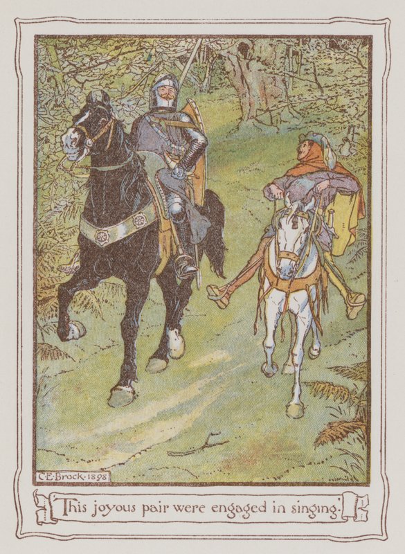 Ilustração para Ivanhoe de Sir Walter Scott (cor litho) de Charles Edmund Brock