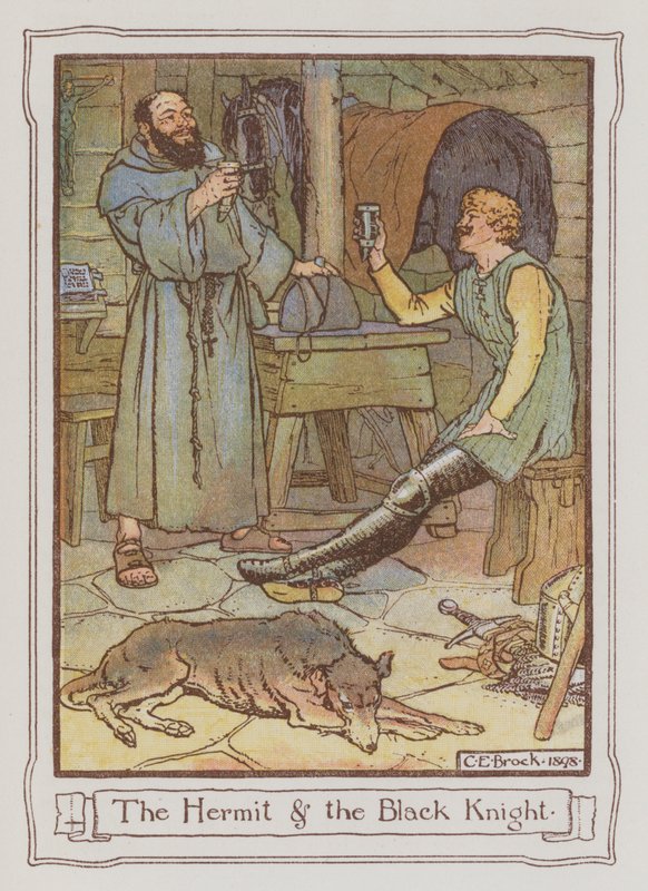 Ilustração para Ivanhoe de Sir Walter Scott (cor litho) de Charles Edmund Brock