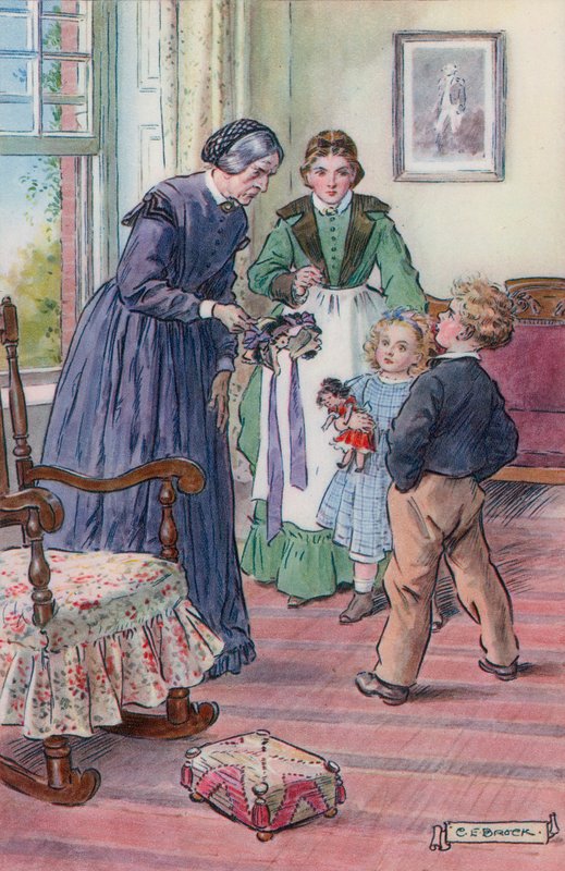 Ilustração para Bonnet da senhorita Beulah por Rose Terry Cooke de Charles Edmund Brock