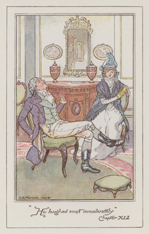 Ilustração para Sentido e Sensibilidade por Jane Austen (cor litho) de Charles Edmund Brock