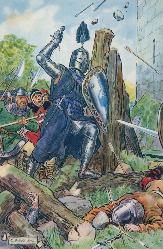 Ilustração para o castelo sitiado por Sir Walter Scott de Charles Edmund Brock