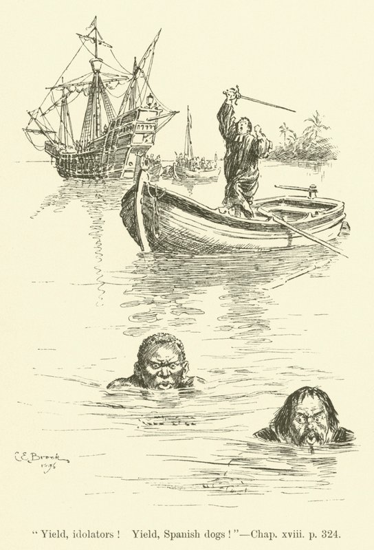 Ilustração para Westward Ho! de Charles Kingsley (gravura) de Charles Edmund Brock