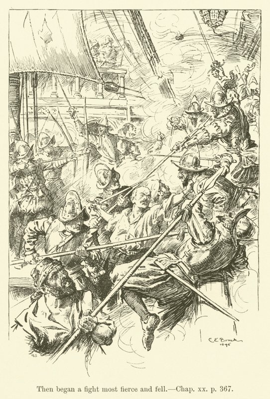 Ilustração para Westward Ho! de Charles Kingsley (gravura) de Charles Edmund Brock