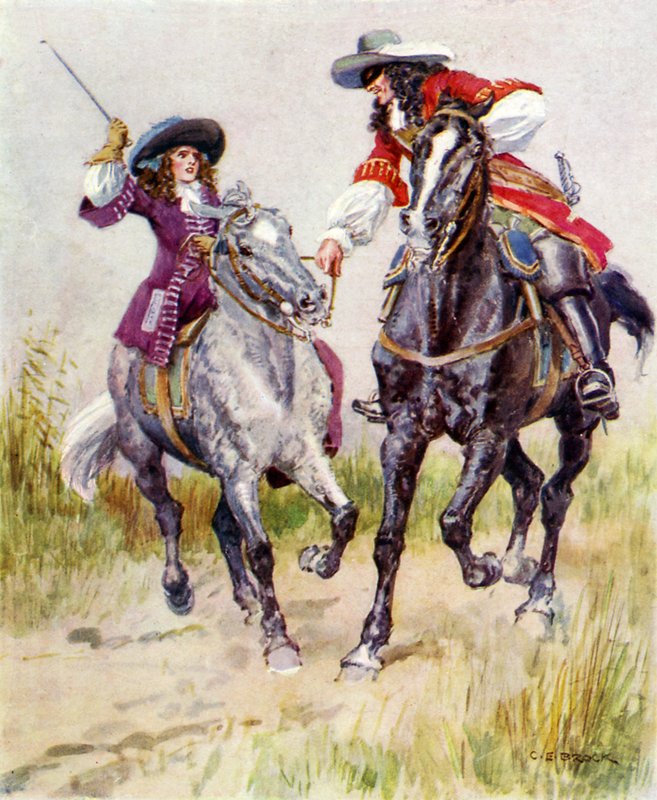 Highwayman mascarado parando linda garota de Charles Edmund Brock