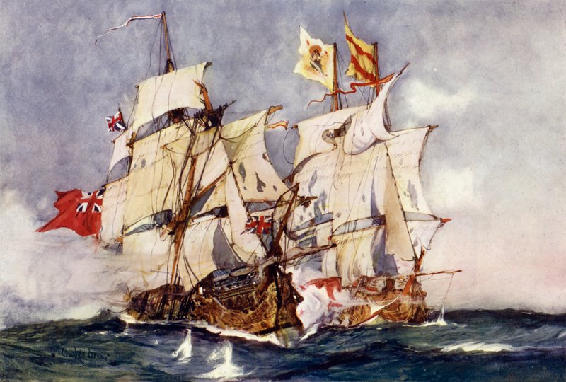 Centurião de Anson Tomando o galeão espanhol Nuestra Señora de Cabadonga, 1743 de Charles Edward Dixon