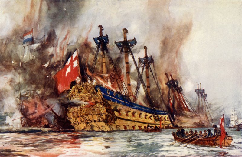 A queima da Londres pelos holandeses de Charles Edward Dixon