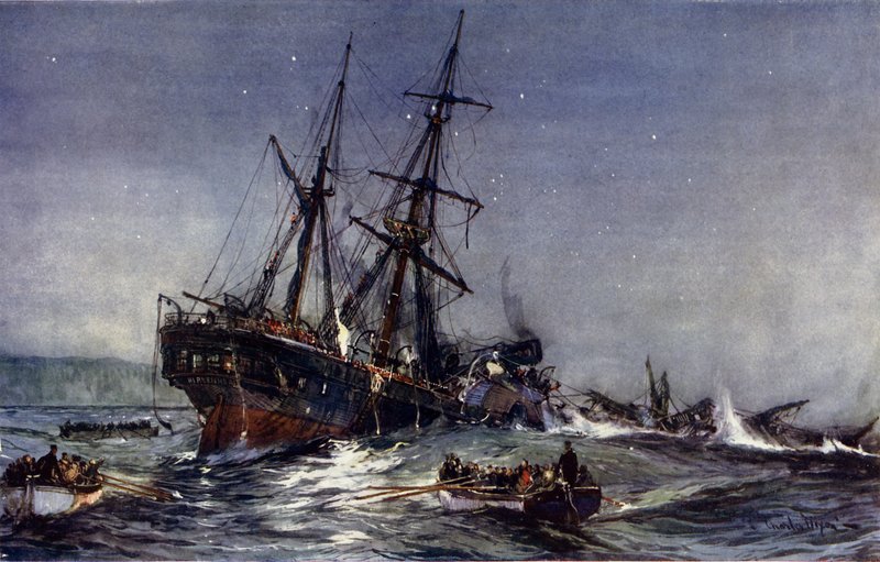 O naufrágio do Birkenhead, 1852 de Charles Edward Dixon