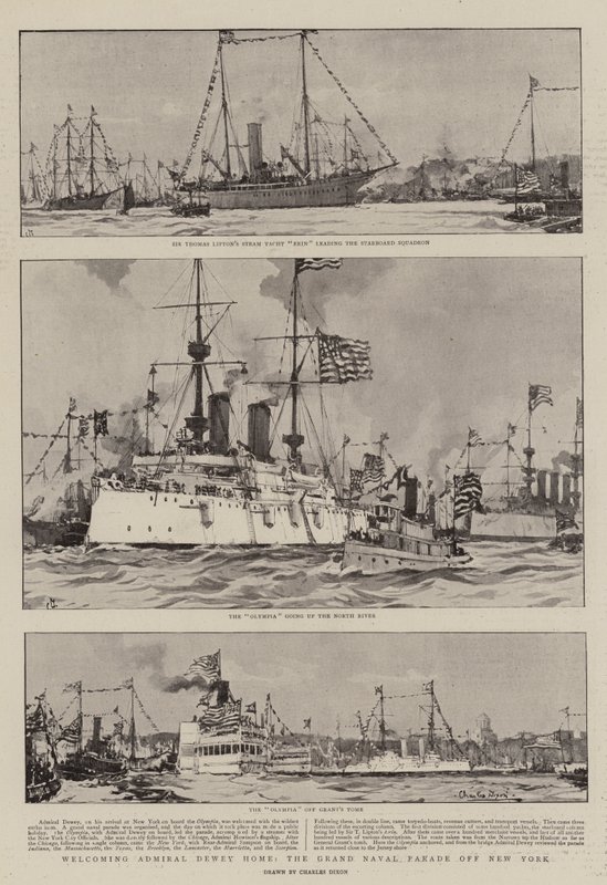 Congratulando-se com o Almirante Dewey Home, o Grand Naval Parade de Nova York de Charles Edward Dixon