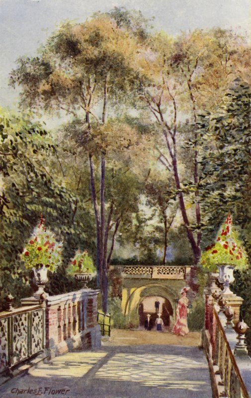 Zoológico de Londres: Túnel, da Ponte do Canal (lito colorido) de Charles Edwin Flower