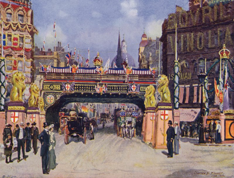 Ludgate Circus em junho de 1902 de Charles Edwin Flower