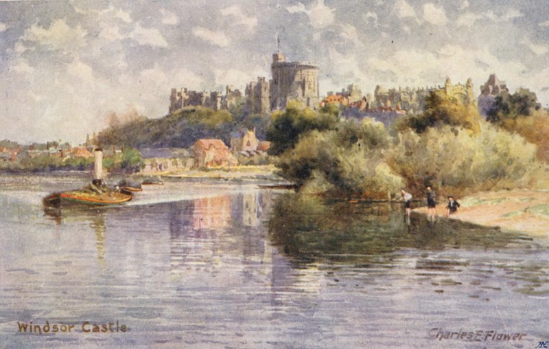Rio Tamisa: Castelo de Windsor (litografia a cores) de Charles Edwin Flower
