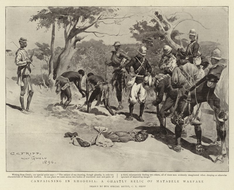 Campanha na Rodésia, uma Relíquia Medonha de Guerra Matabele de Charles Edwin Fripp