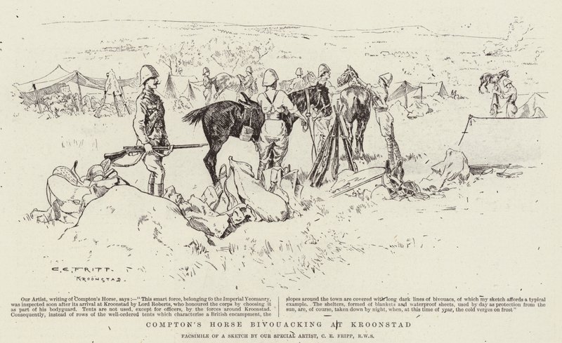 Acampamento de Cavalos de Compton na Kroonstad de Charles Edwin Fripp