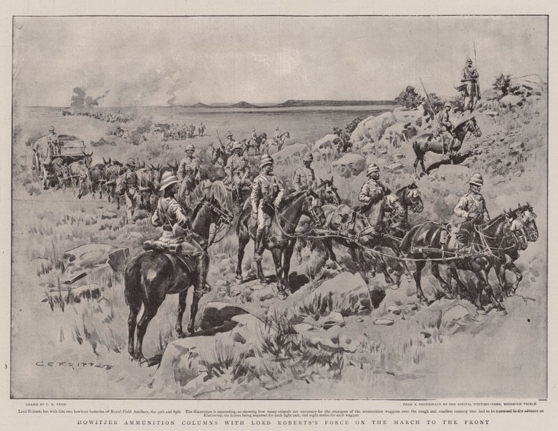 Colunas de Munição do Howitzer com a Força de Lord Robert na Marcha da Frente de Charles Edwin Fripp
