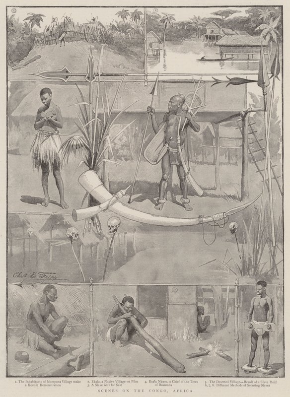 Cenas no Congo, na África de Charles Edwin Fripp