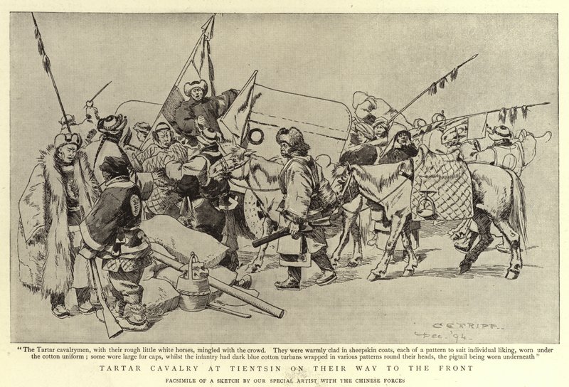 Cavalaria de tártaro em Tientsin em seu caminho para a frente de Charles Edwin Fripp