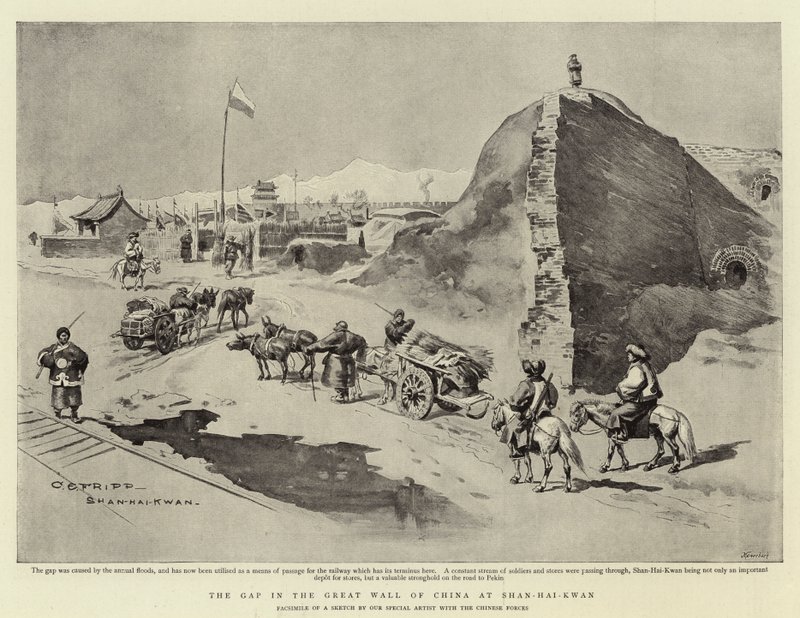 A lacuna na Grande Muralha da China em Shan-Hai-Kwan de Charles Edwin Fripp