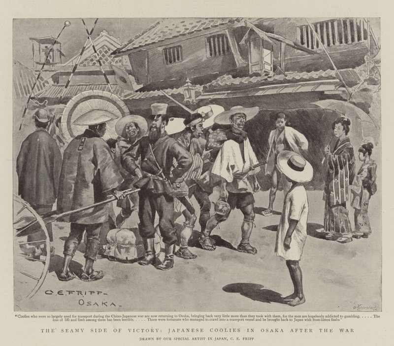 O lado sombrio da vitória, coolies japoneses em Osaka depois da guerra de Charles Edwin Fripp