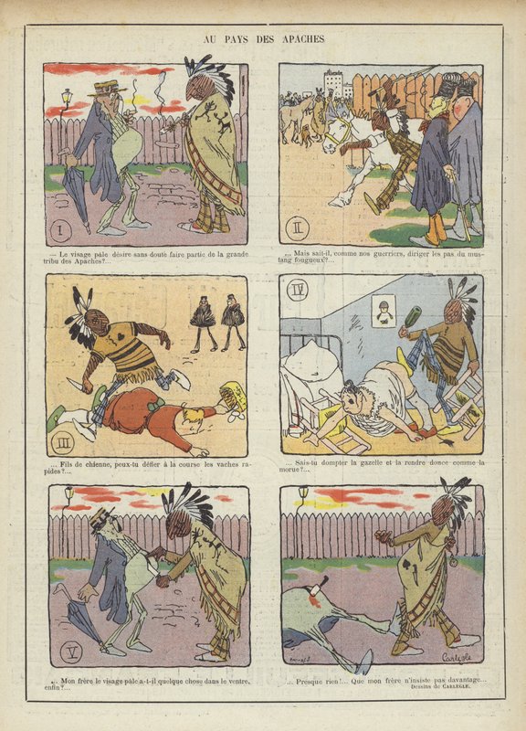 Na terra dos apaches. Ilustração para Le Rire de Charles Emile Egli
