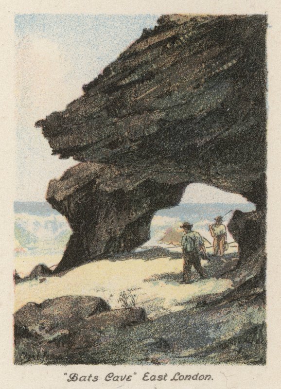 África do Sul: "Bats Cave", East London (litografia a cores) de Charles Ernest Peers