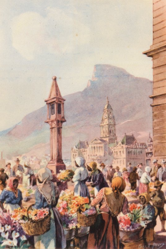 África do Sul: Flower Sellers, Capetown (litografia a cores) de Charles Ernest Peers