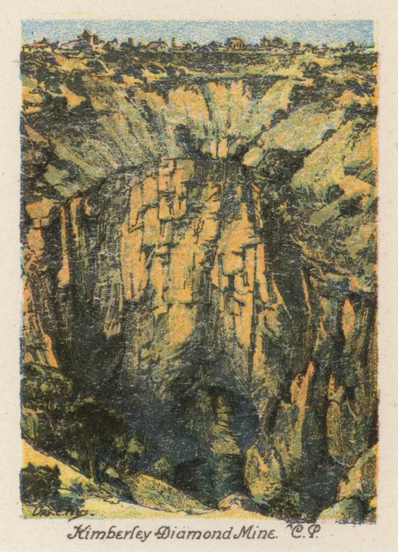 África do Sul: Mina de diamantes de Kimberley, CP (litografia a cores) de Charles Ernest Peers