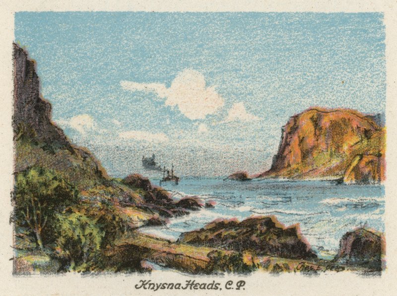África do Sul: Knysna Heads, CP (litografia a cores) de Charles Ernest Peers