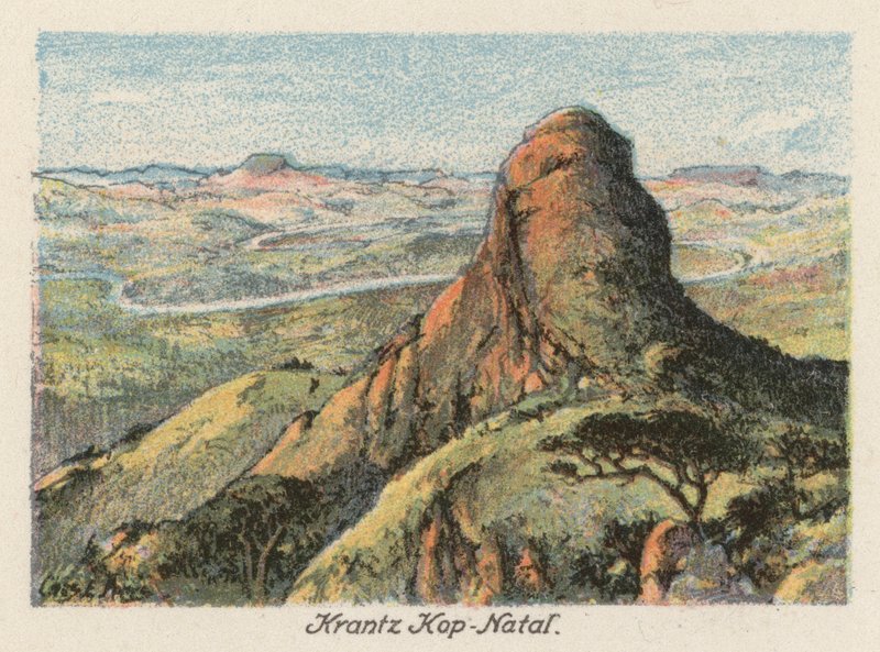 África do Sul: Krantz Kop, Natal (litografia a cores) de Charles Ernest Peers