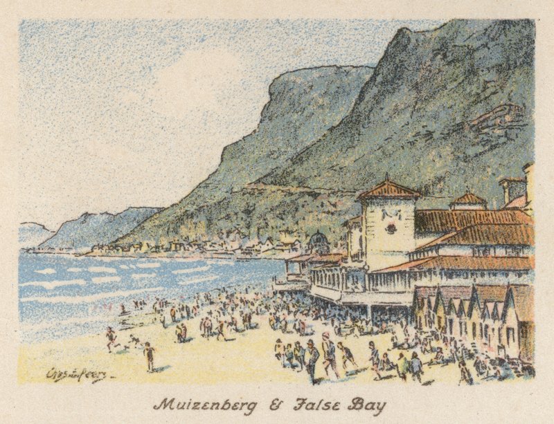 África do Sul: Muizenberg e False Bay (litografia a cores) de Charles Ernest Peers