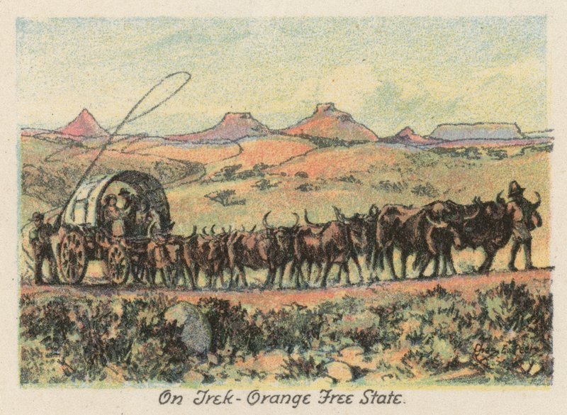 África do Sul: On Trek, Estado Livre de Orange (litografia a cores) de Charles Ernest Peers