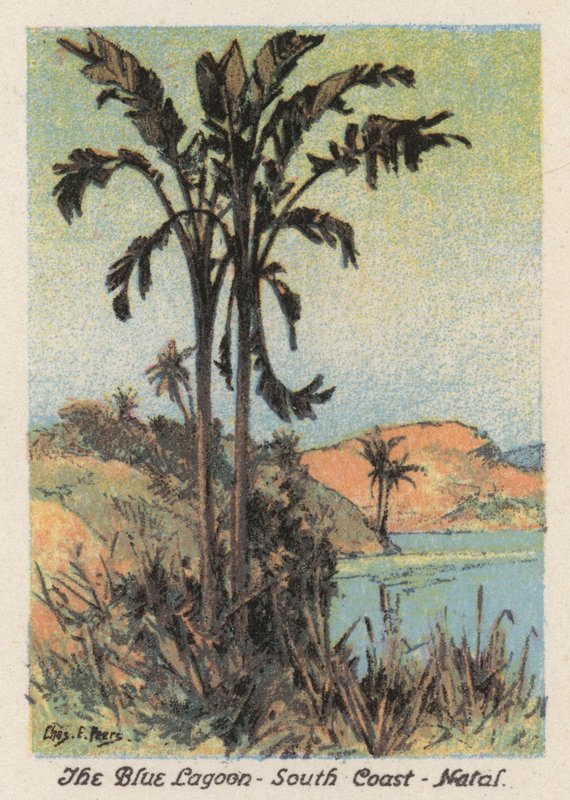 África do Sul: A Lagoa Azul, Costa Sul, Natal (litografia a cores) de Charles Ernest Peers