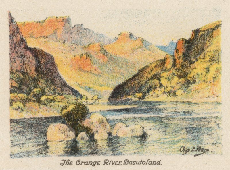 África do Sul: O rio Orange, Basutoland (litografia a cores) de Charles Ernest Peers