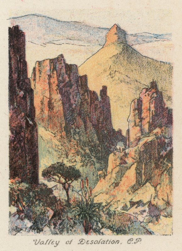 África do Sul: Vale da Desolação, CP (litografia a cores) de Charles Ernest Peers