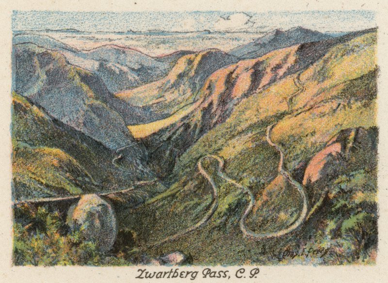 África do Sul: Zwartberg Pass, CP (litografia a cores) de Charles Ernest Peers