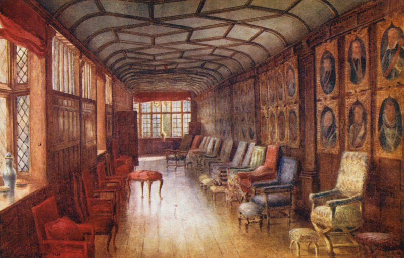 Casa de Knole: Galeria Castanha (litografia a cores) de Charles Essenhigh Corke