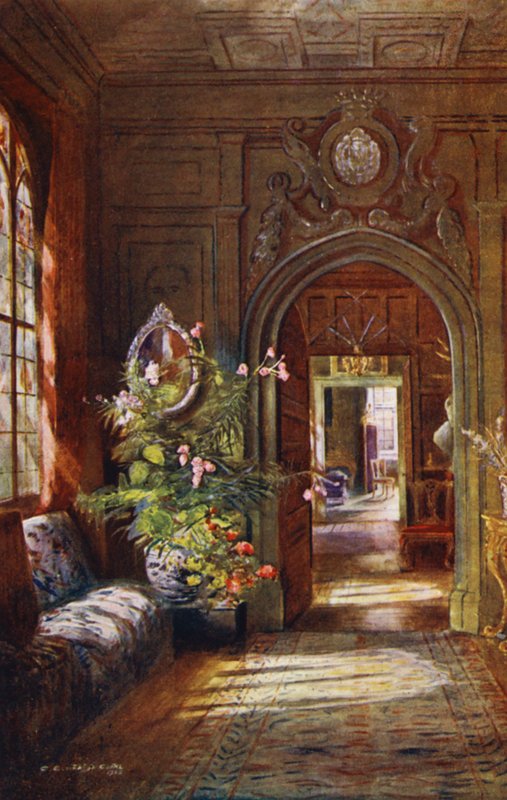 Casa de Knole: Colunata (litografia a cores) de Charles Essenhigh Corke