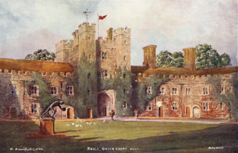 Knole House: Green Court, Oeste (litografia a cores) de Charles Essenhigh Corke