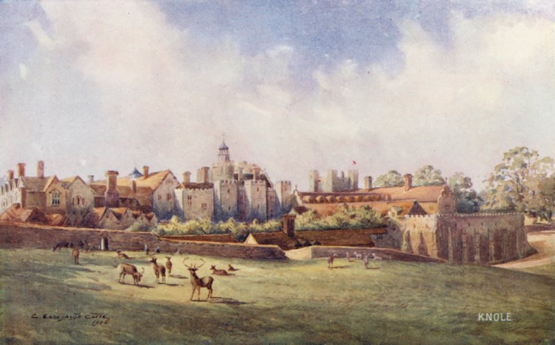 Casa de Knole: Frente nordeste (litografia a cores) de Charles Essenhigh Corke
