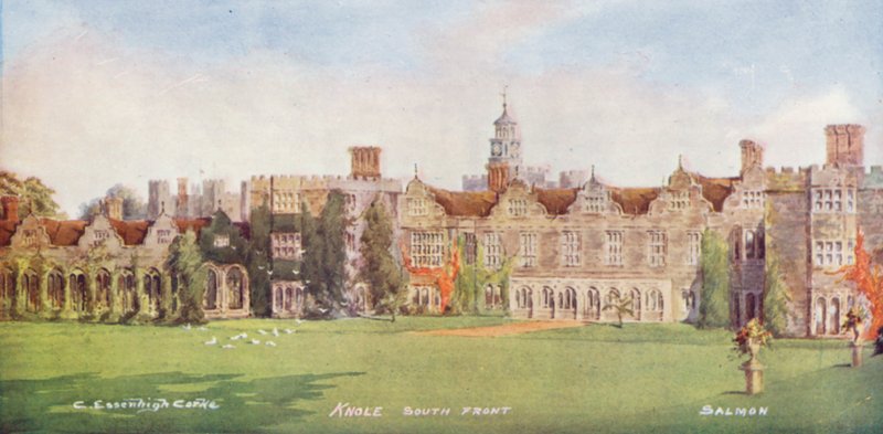 Knole House: Frente Sul (litografia a cores) de Charles Essenhigh Corke
