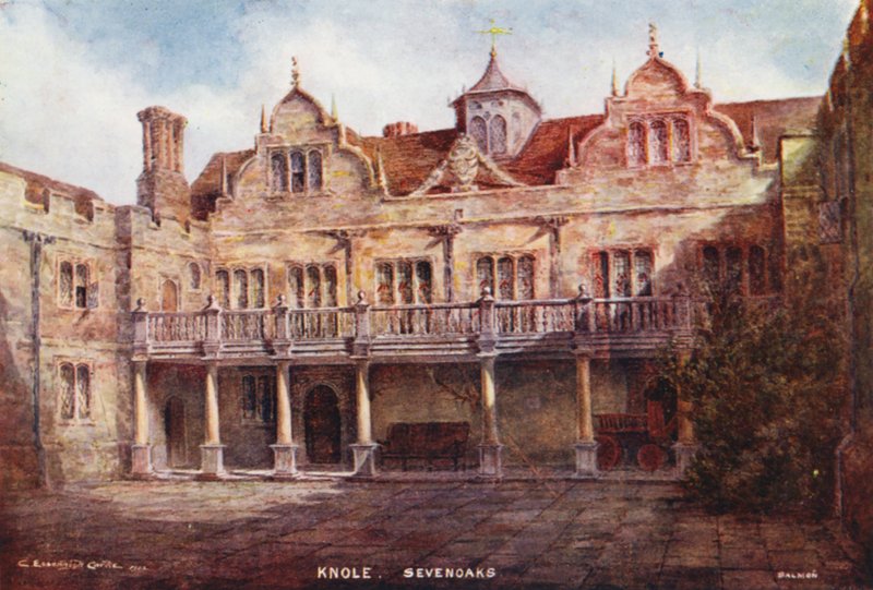 Knole House: Stone Court (litografia a cores) de Charles Essenhigh Corke