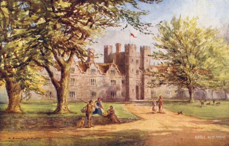 Knole House: Frente oeste (litografia a cores) de Charles Essenhigh Corke