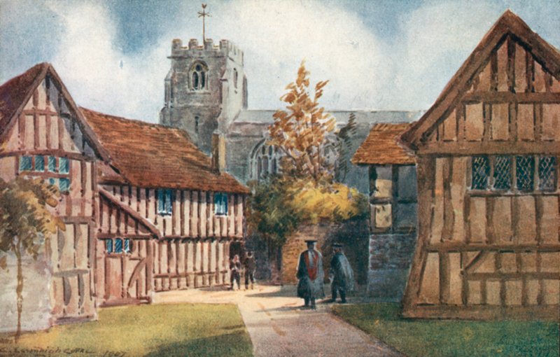 A velha casa de pedagogos, Stratford-on-Avon de Charles Essenhigh Corke