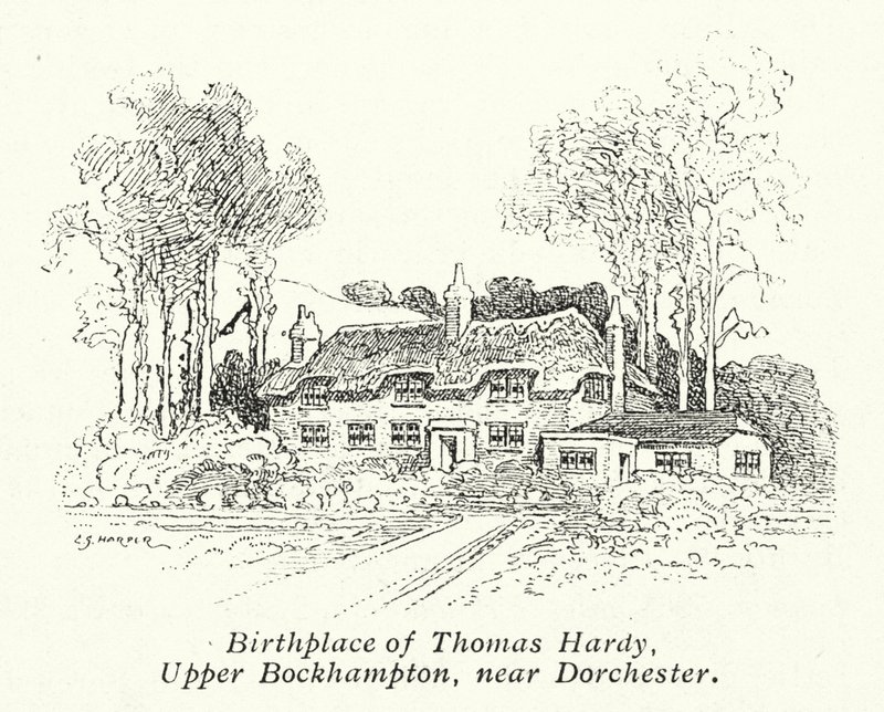 Local de nascimento de Thomas Hardy, Upper Bockhampton, perto de Dorchester (litografia) de Charles George Harper