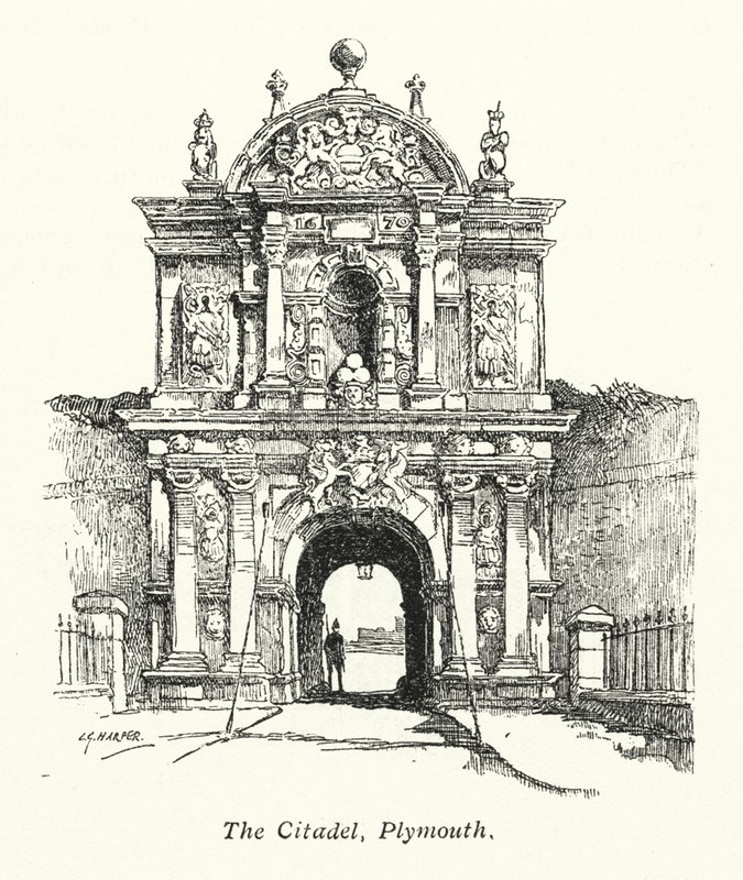 A Cidadela, Plymouth (litografia) de Charles George Harper