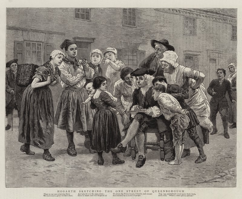 Hogarth esboçando a uma rua de Queenborough de Charles Green