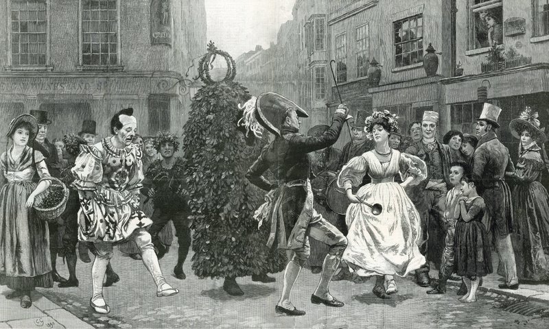 Jack-in-the-Green - uma cena de maio de sessenta anos atrás (ou seja, c 1830) de Charles Green