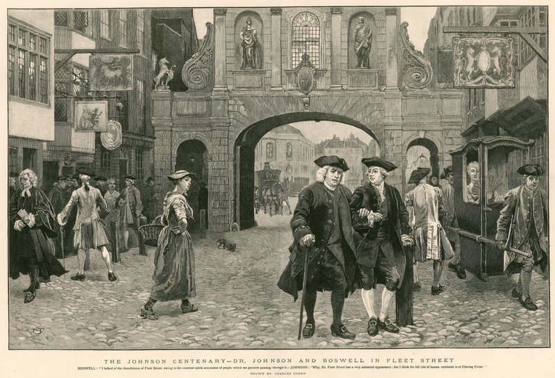O Centenário Johnson: Dr. Johnson e Boswell na Fleet Street (gravura) de Charles Green