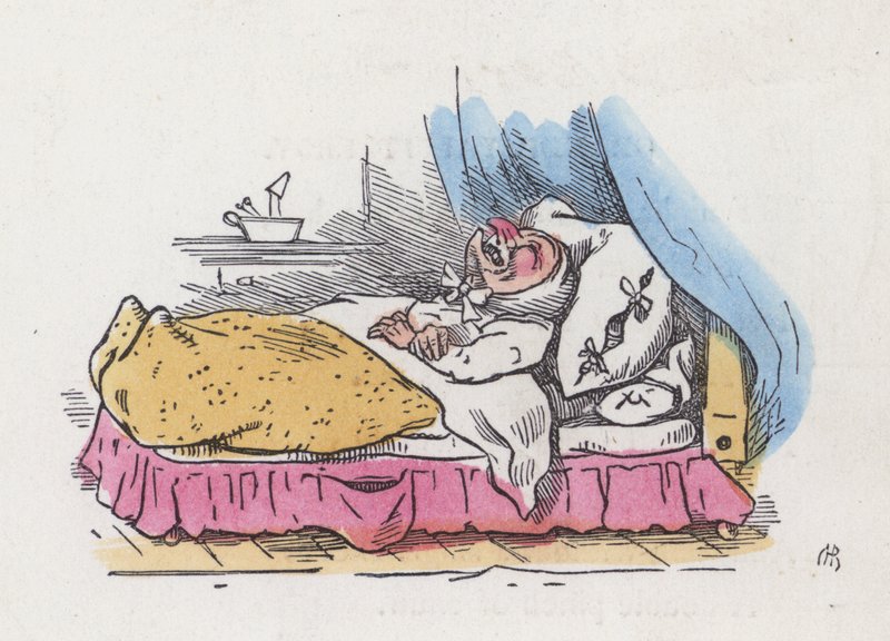 Avô na sua cama (gravação colorida) de Charles Henry (after) Bennett