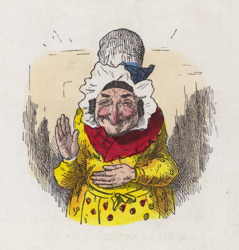 Mulher velha a rir (gravação a cores) de Charles Henry (after) Bennett